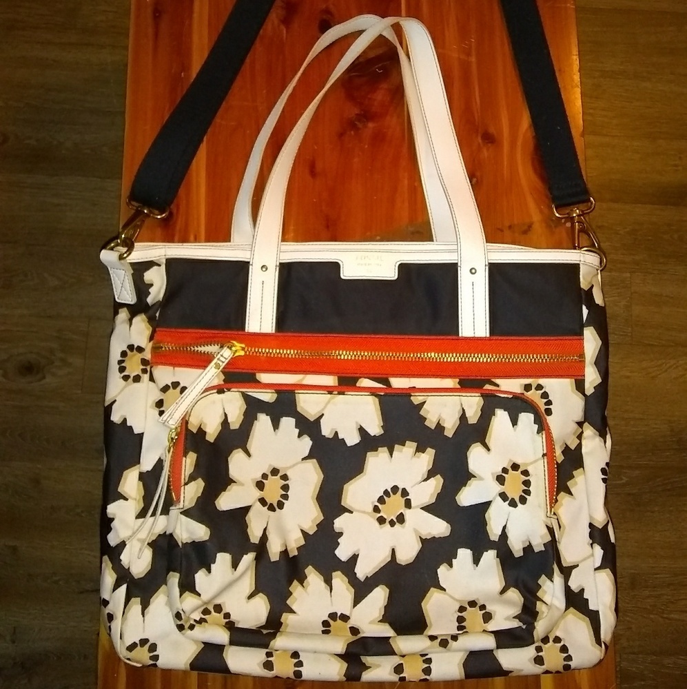 Fossil large floral crossbody diaper laptop bag